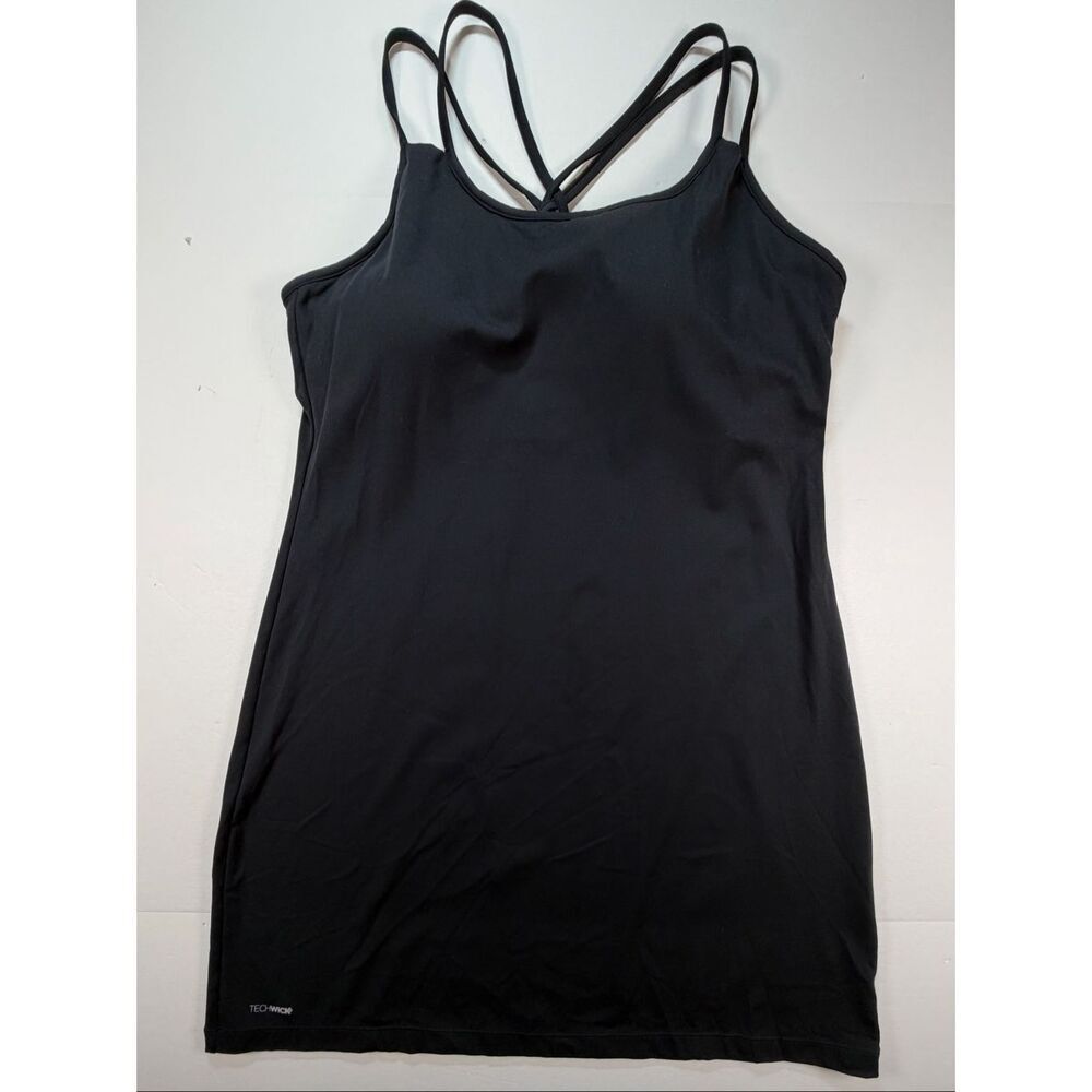 EMS Techwick Women’s Large Black Athletic Dress Built In Shelf Bra Activewear